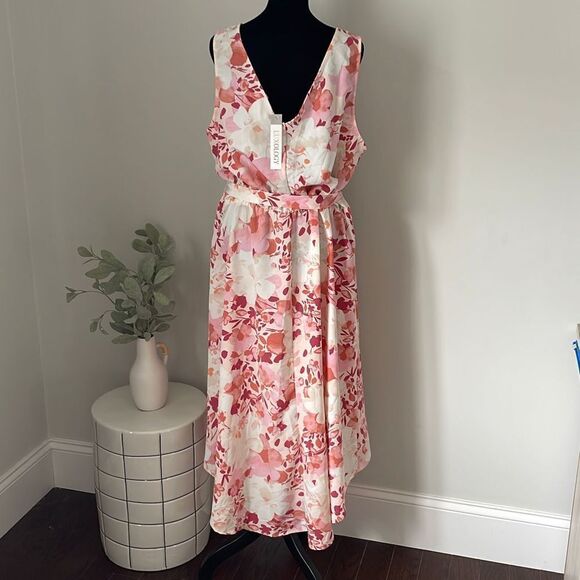 LUXOLOGY Floral‎ Dress. High-Low. Pink Floral. Size XL - Picture 6 of 12